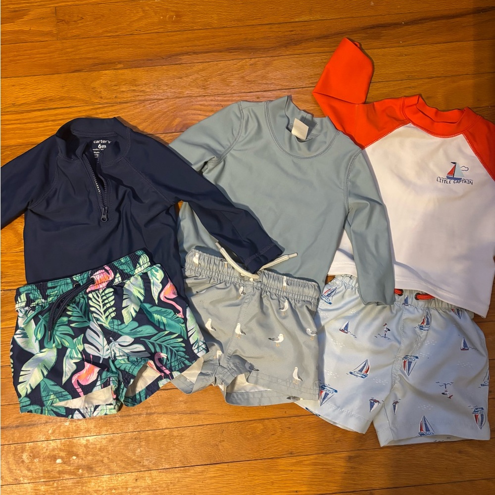 Carters Baby Boys Bathingsuit Sets with Rash Guards and Shorts 6M